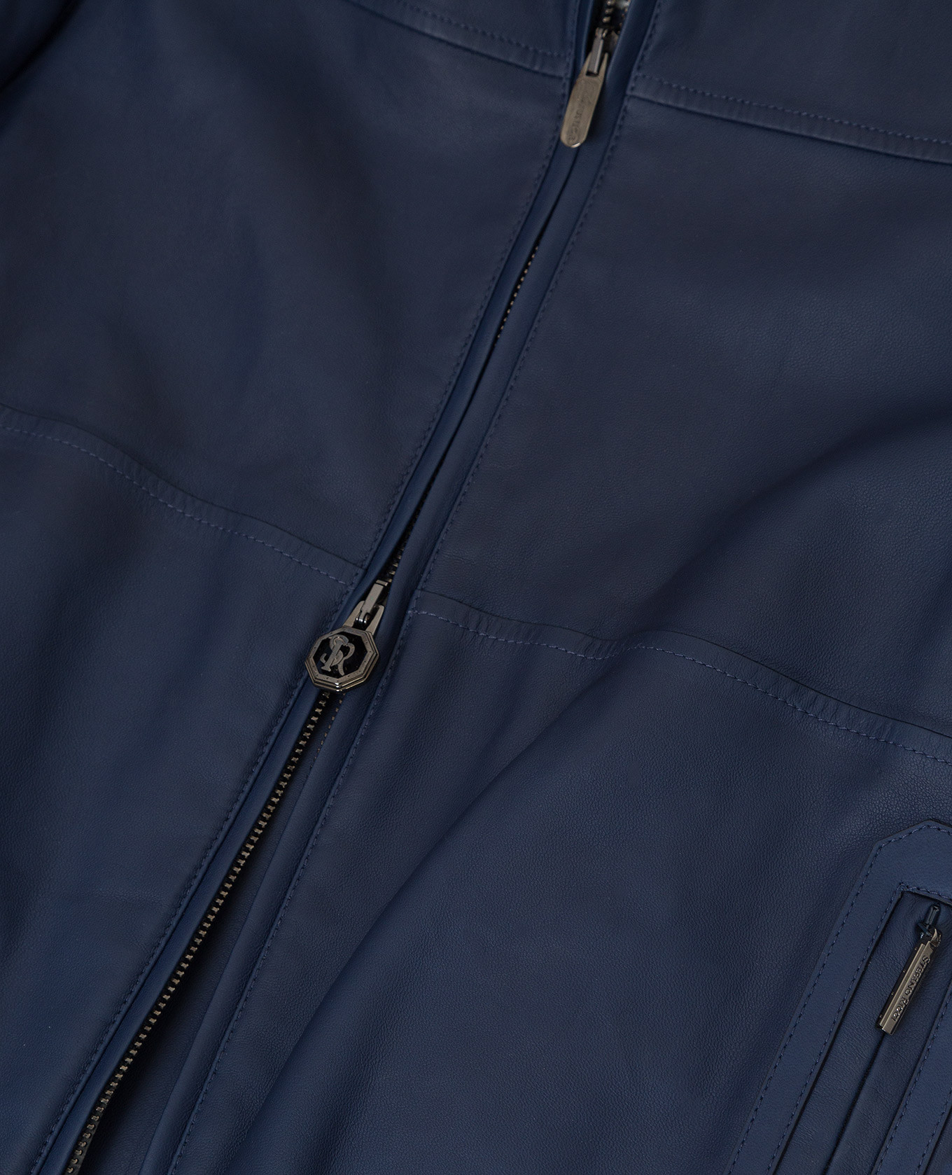 Children's dark blue leather jacket Stefano Ricci 3