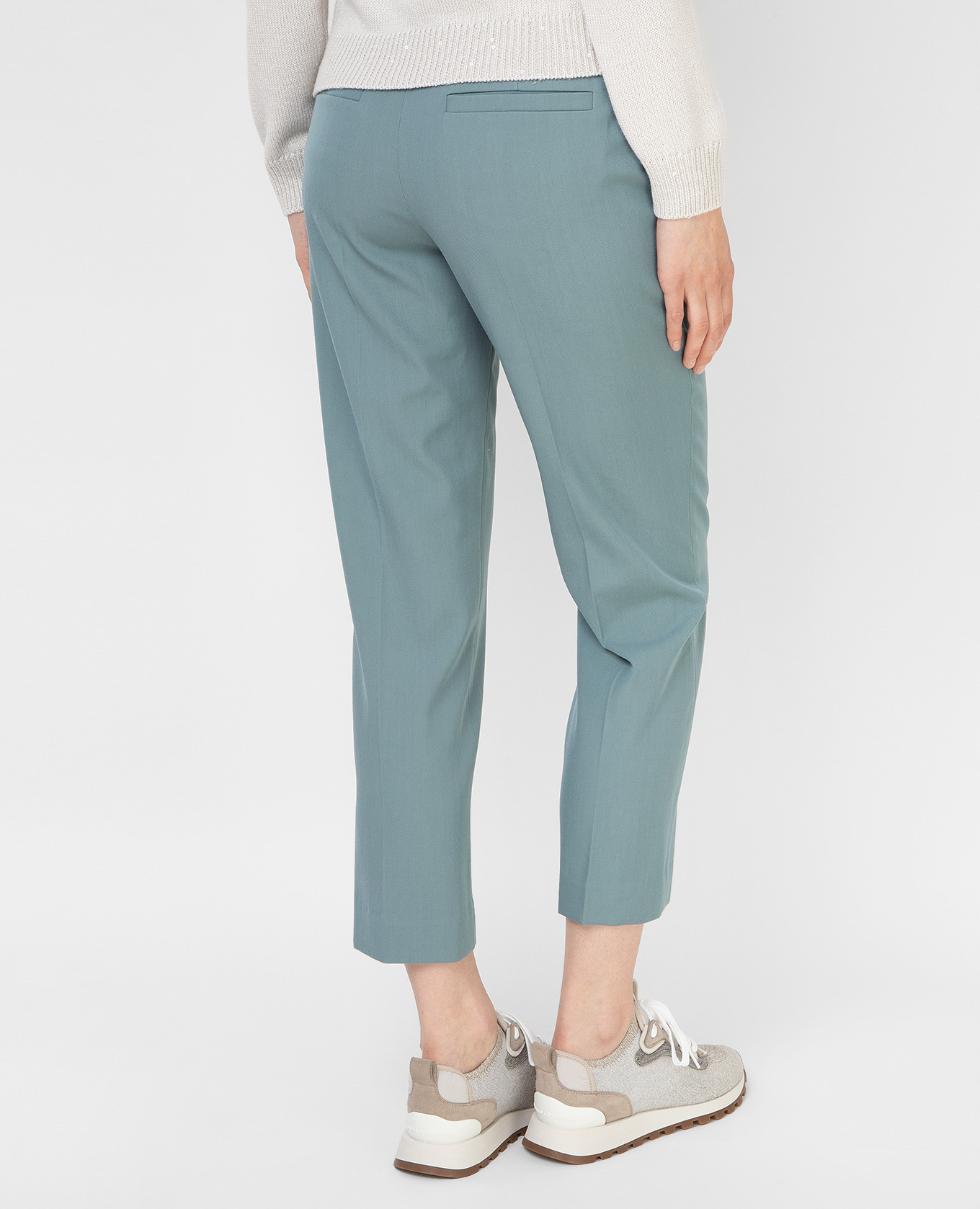 

Turquoise Wool Cropped Pants Brunello Cucinelli, Green