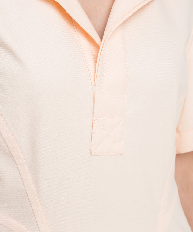 white christmas dresses Patch-pocket summer day dress in peach and blue stripe main image 0