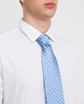 Stefano Ricci Blue silk tie in a geometric pattern CH31056
