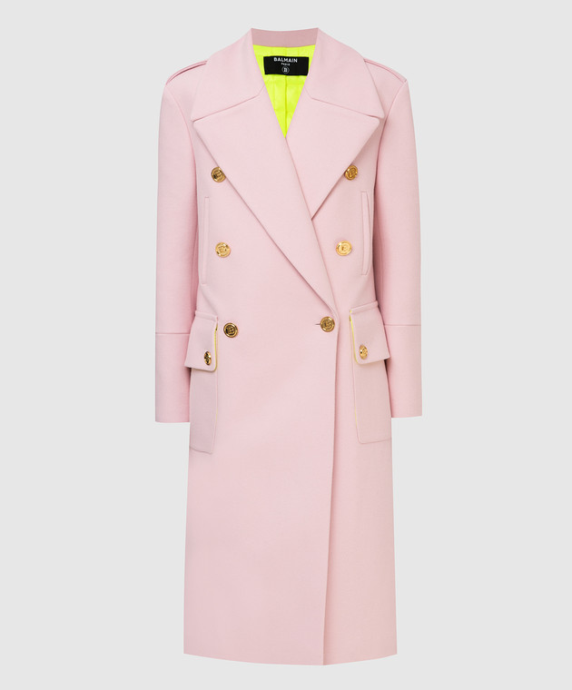 PIERRE BALMAIN ロングコート　ウール100% ピンク Balmain - Pink wool coat WF0UD020W142 - shop with European