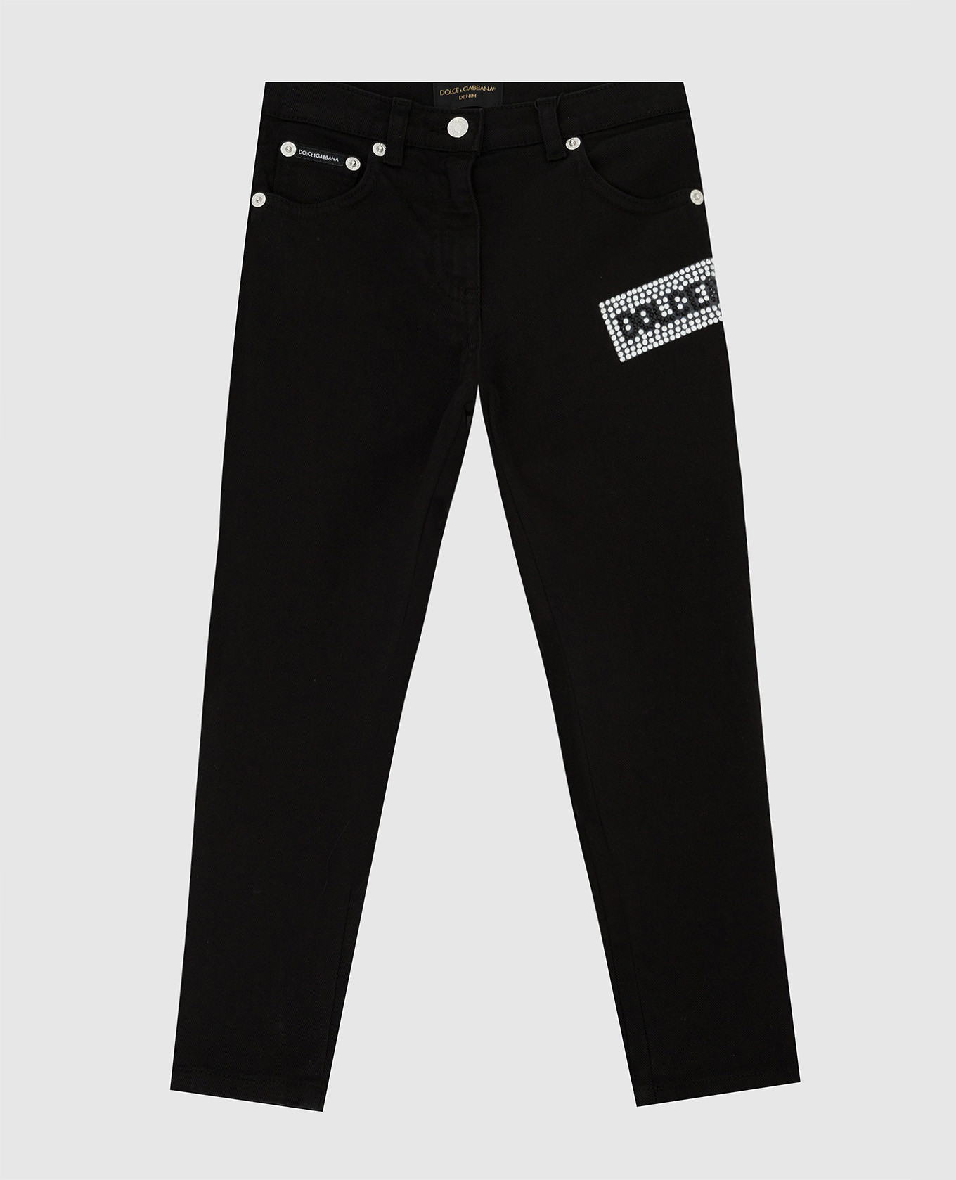 

Kids jeans with logo and crystals Dolce&Gabbana, Black