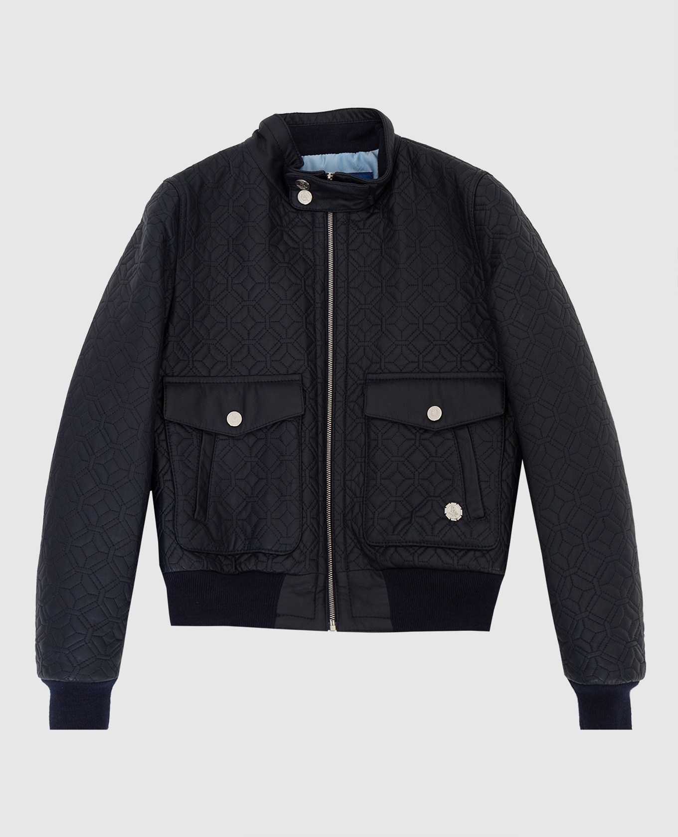 

Patterned leather jacket for children Stefano Ricci, Синий