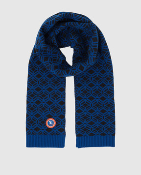 Stefano Ricci Patterned blue cashmere scarf for children K808008SCIY16488