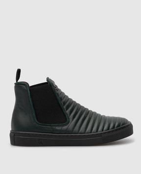 Stefano Ricci Kids Dark Green Leather Chelsea YRU02G8034VTS