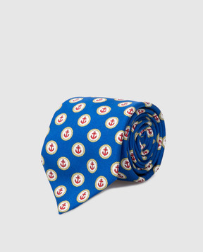 Stefano Ricci Children's blue silk set of patterned tie and shawl YDHNG800