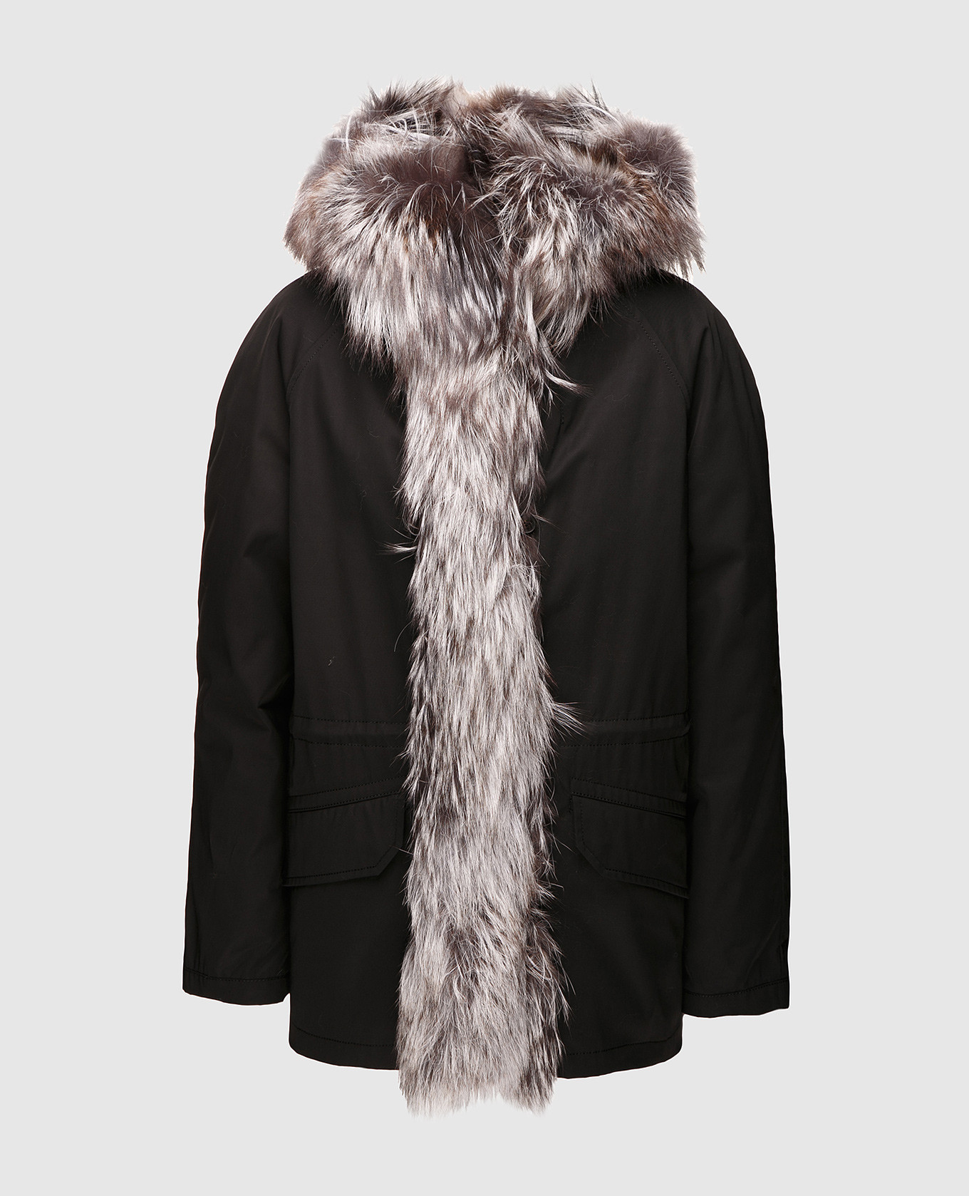 Double-sided down jacket with removable details made of mink fur and fox fur