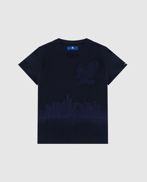 Stefano Ricci Children's dark blue t-shirt with embroidery YNH84001PC803