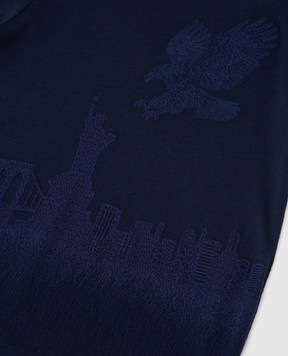 Stefano Ricci Children's dark blue t-shirt with embroidery YNH84001NY803