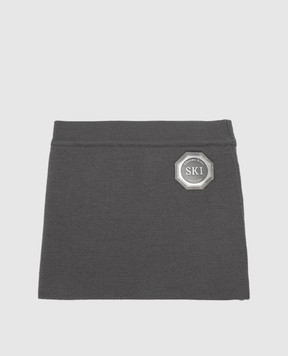 Stefano Ricci Children's gray wool collar with logo YAK6S03SCAF6SA03