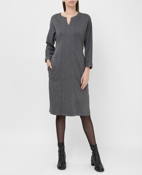 Peserico Gray dress with slits S02823J0K08872