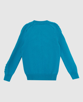 Stefano Ricci Children's turquoise cashmere sweater with a pattern YAK6S05G01F6SA04