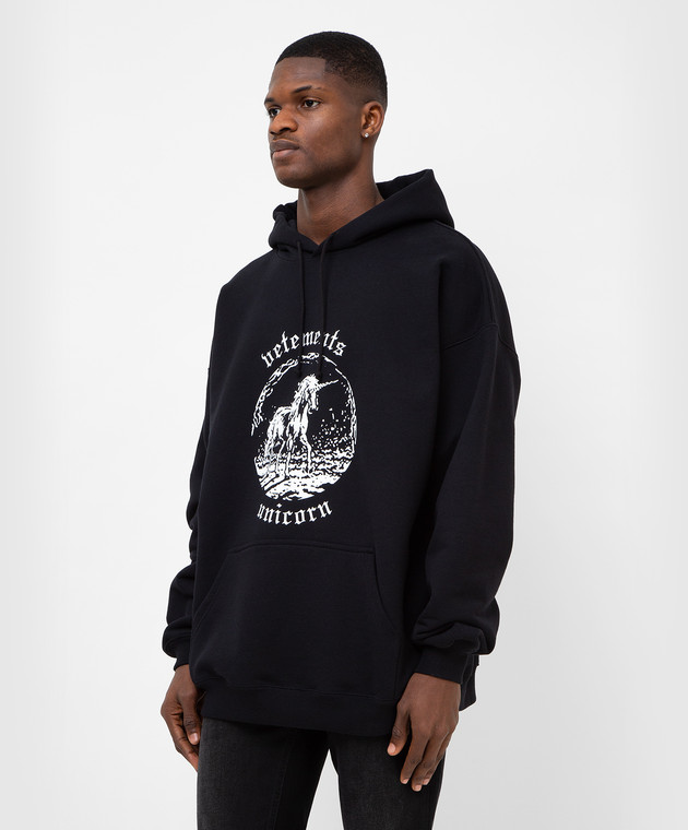 Vetements Black unicorn print hoodie UE52TR430BM buy with Estonia delivery at Symbol