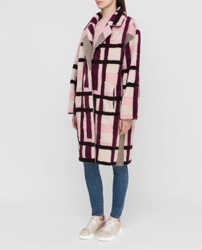 Dennis Basso Sheepskin coat in a geometric pattern 19534