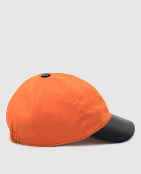 Stefano Ricci Monogram children's orange wool and leather cap YVF5190C603SK