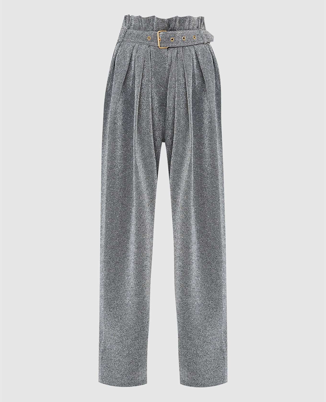 Silver trousers with pintucks and lurex balmain