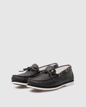 Stefano Ricci Children's patterned graphite leather tops YRU02G8004VTSA