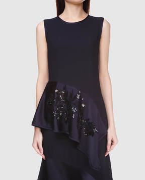 PAROSH Navy blue blouse with sequin embroidery D310336R