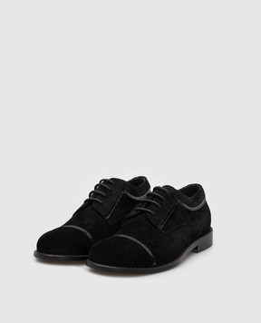 Stefano Ricci Kids Black Suede Derbies YRU51CG825SDVTV