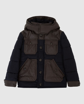 Stefano Ricci Children's wool jacket with leather inserts YAJ6400050SOL001