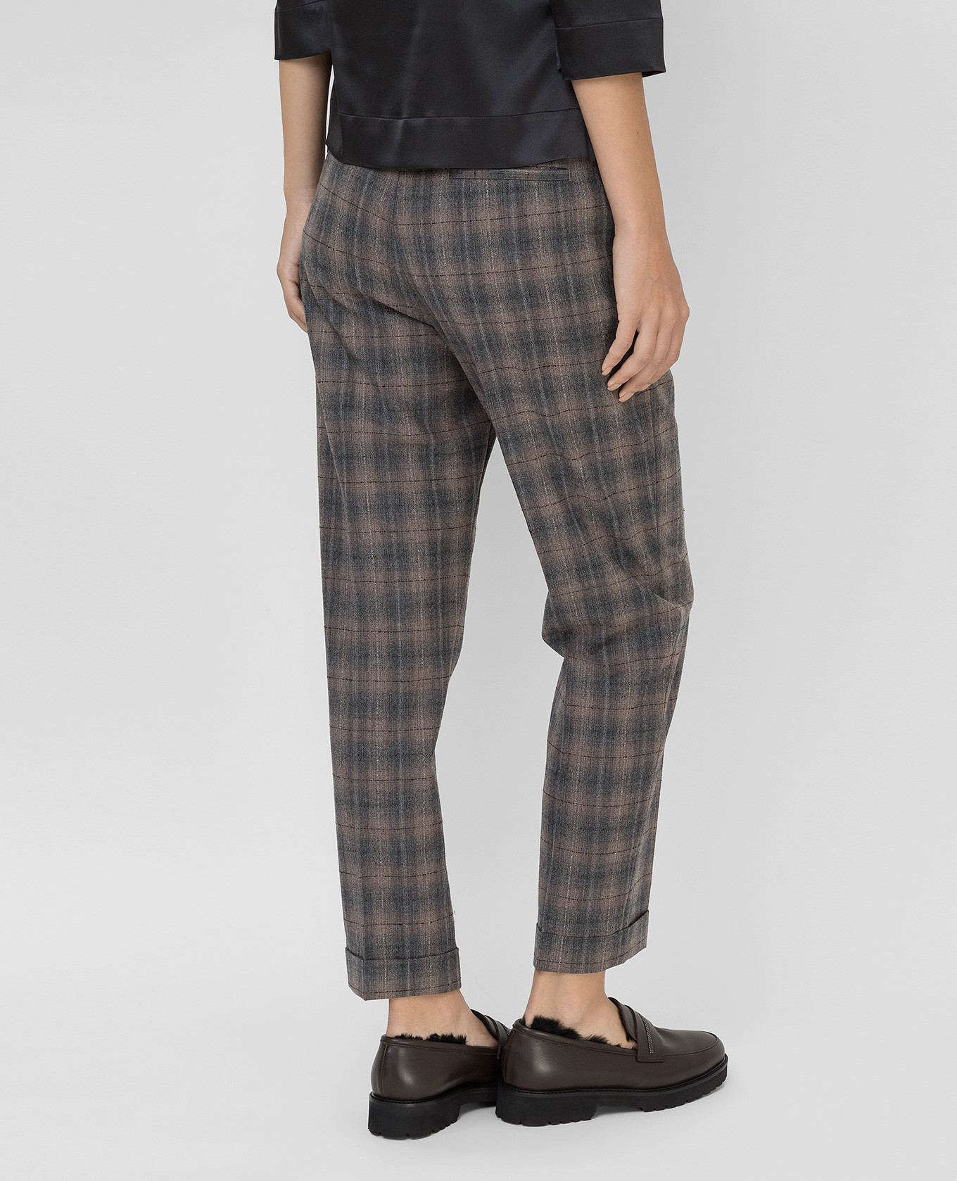 Checked wool trousers Peserico 4