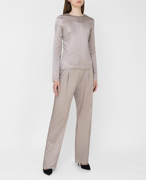 Sally LaPointe Gray silk trousers RS19704201