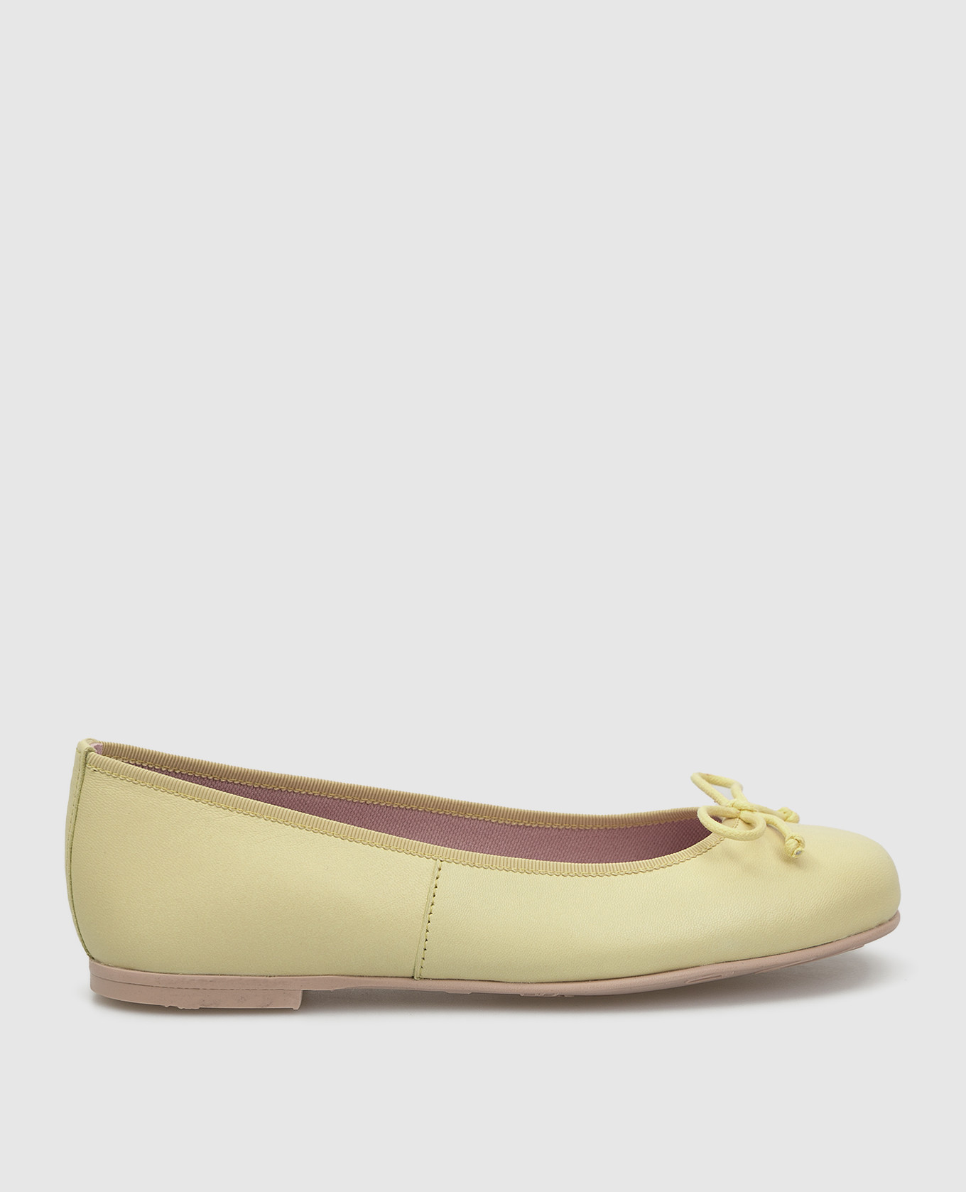 

Hermione children's yellow leather ballet flats with a bow Pretty Ballerinas