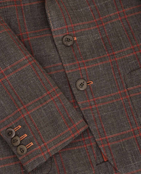 Stefano Ricci Children's dark gray plaid wool, silk and linen blazer Y1RSGD2200WKL03B
