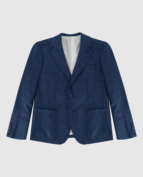 Stefano Ricci Checked cashmere, silk and linen children's jacket Y1RF7322TBHC4241
