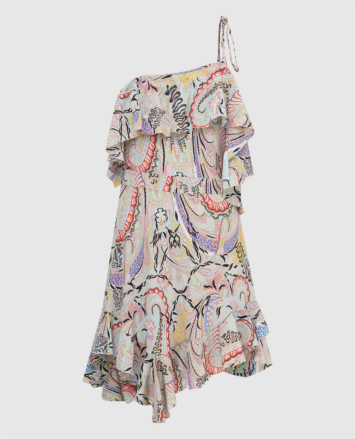 

Ruffled one-shoulder silk dress Etro, Light blue