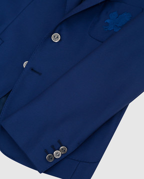 Stefano Ricci Children's blue wool jacket with embroidery Y1RF376R00HC3479