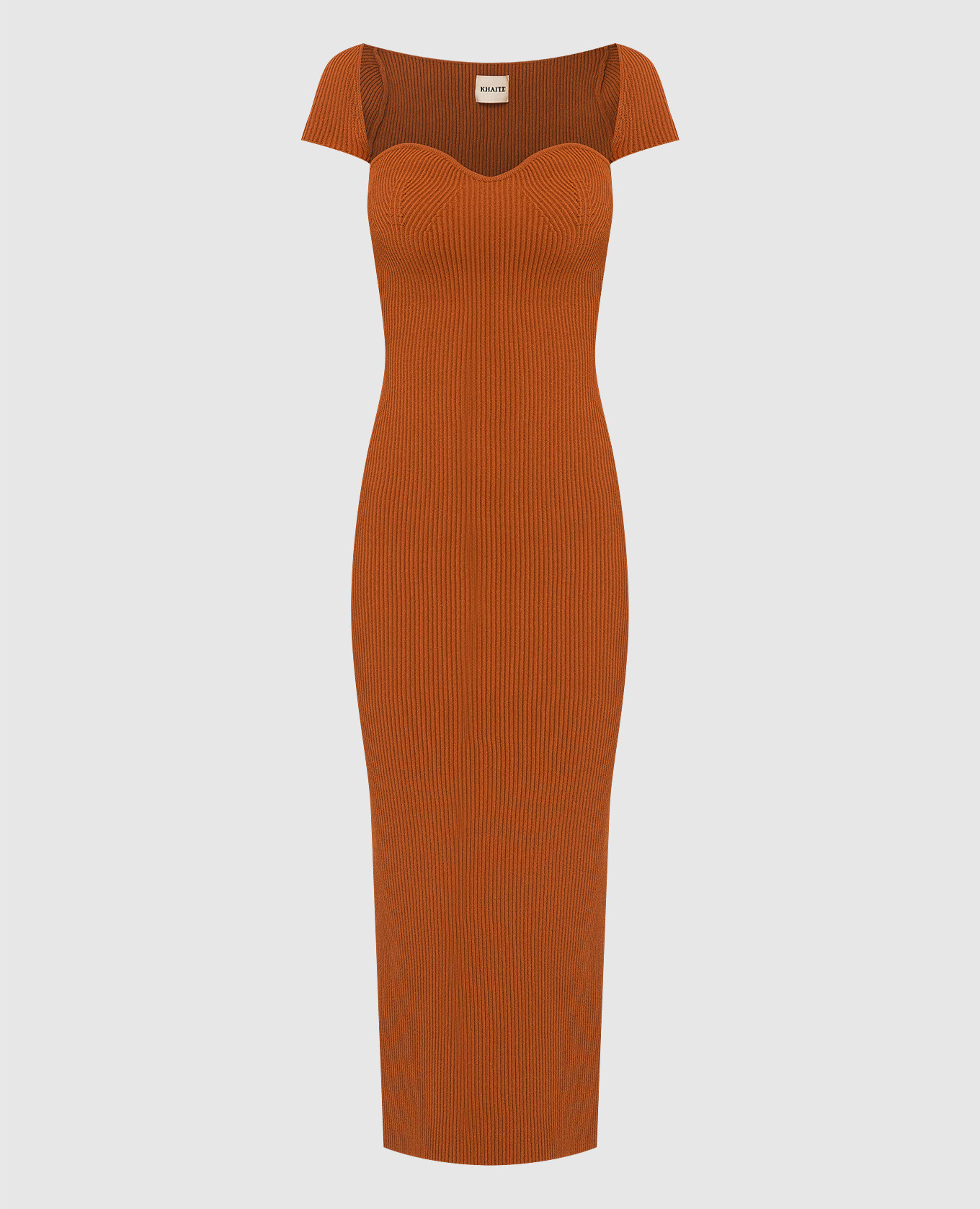 Micro Rib Terracotta Khaite - Allegra terracotta rib dress with slit 8416400 - shop with ...