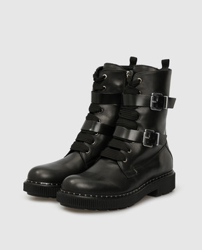 Max & Co Leather biker boots with buckles MARINAIO