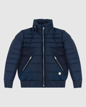 Stefano Ricci Navy blue silk and cashmere jacket for children YAJ740010O12059R