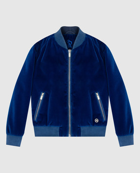 Stefano Ricci Children's blue velor jacket with emblem YDJ7400020CT800