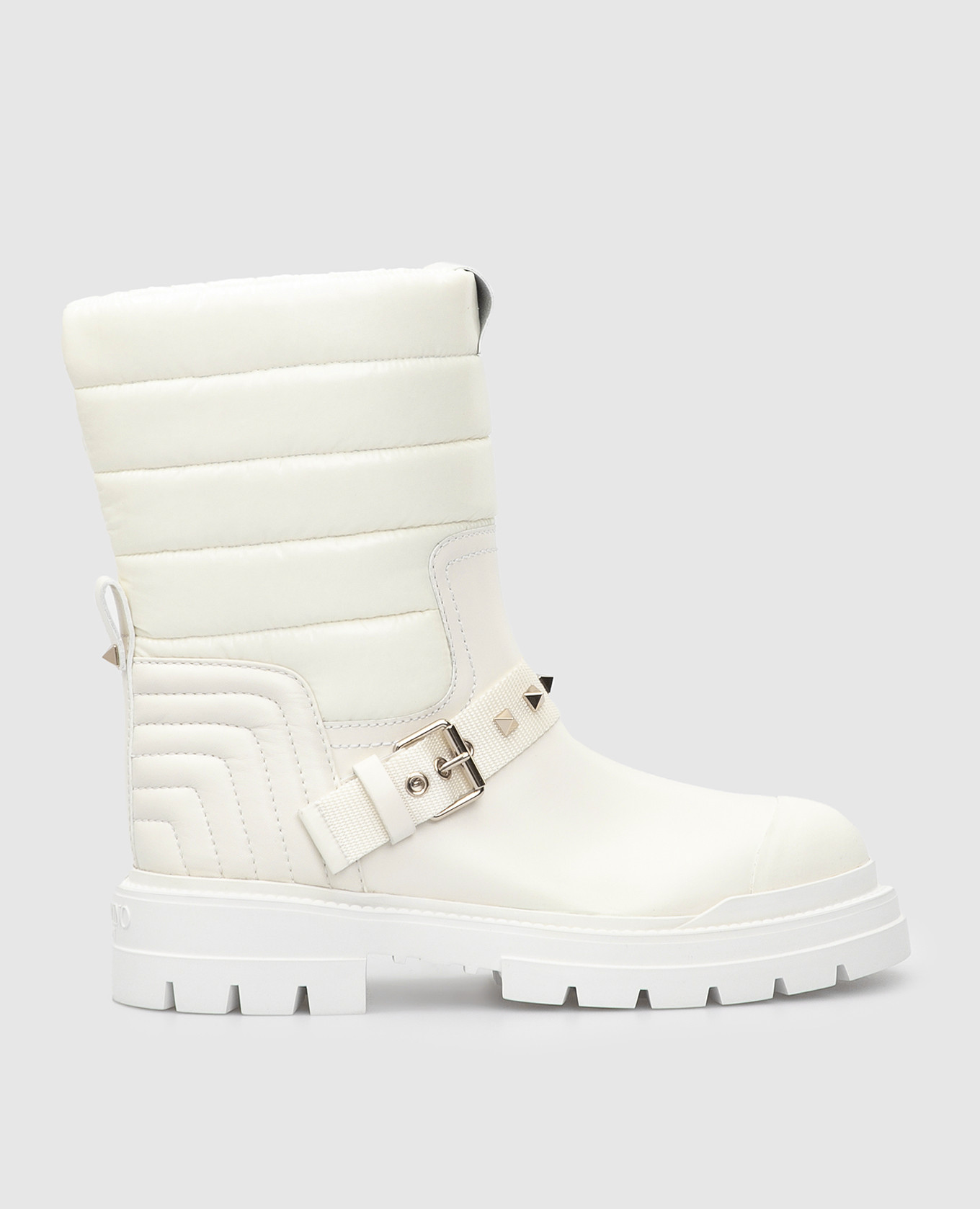 

Rockstud logo leather boots Valentino, Бежевый