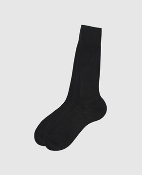 Stefano Ricci Graphite ribbed socks C009UN0001C009UN