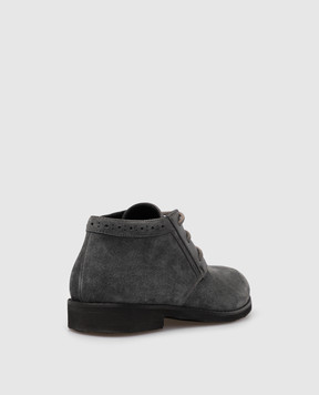 Stefano Ricci Children's gray suede deserts with leather inserts YRU514G817SDVH