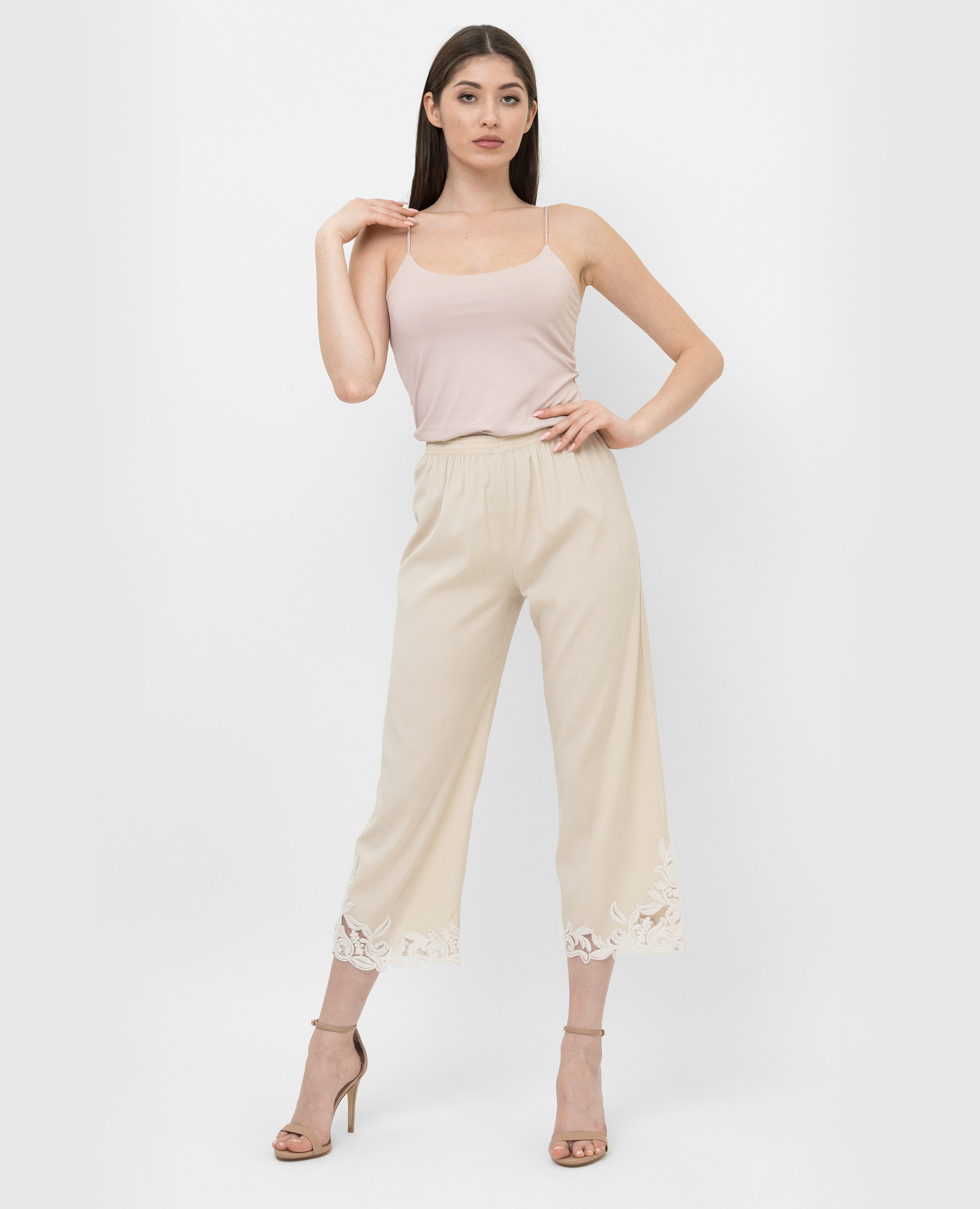 

Silk trousers with openwork inserts Ermanno Scervino, Beige