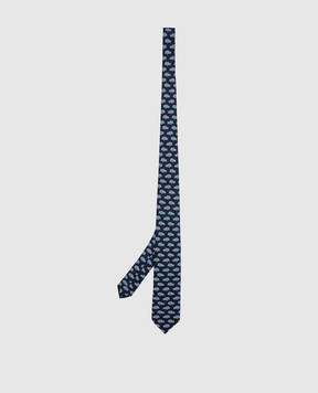 Stefano Ricci Children's blue silk set of patterned tie and shawl YDHNG400