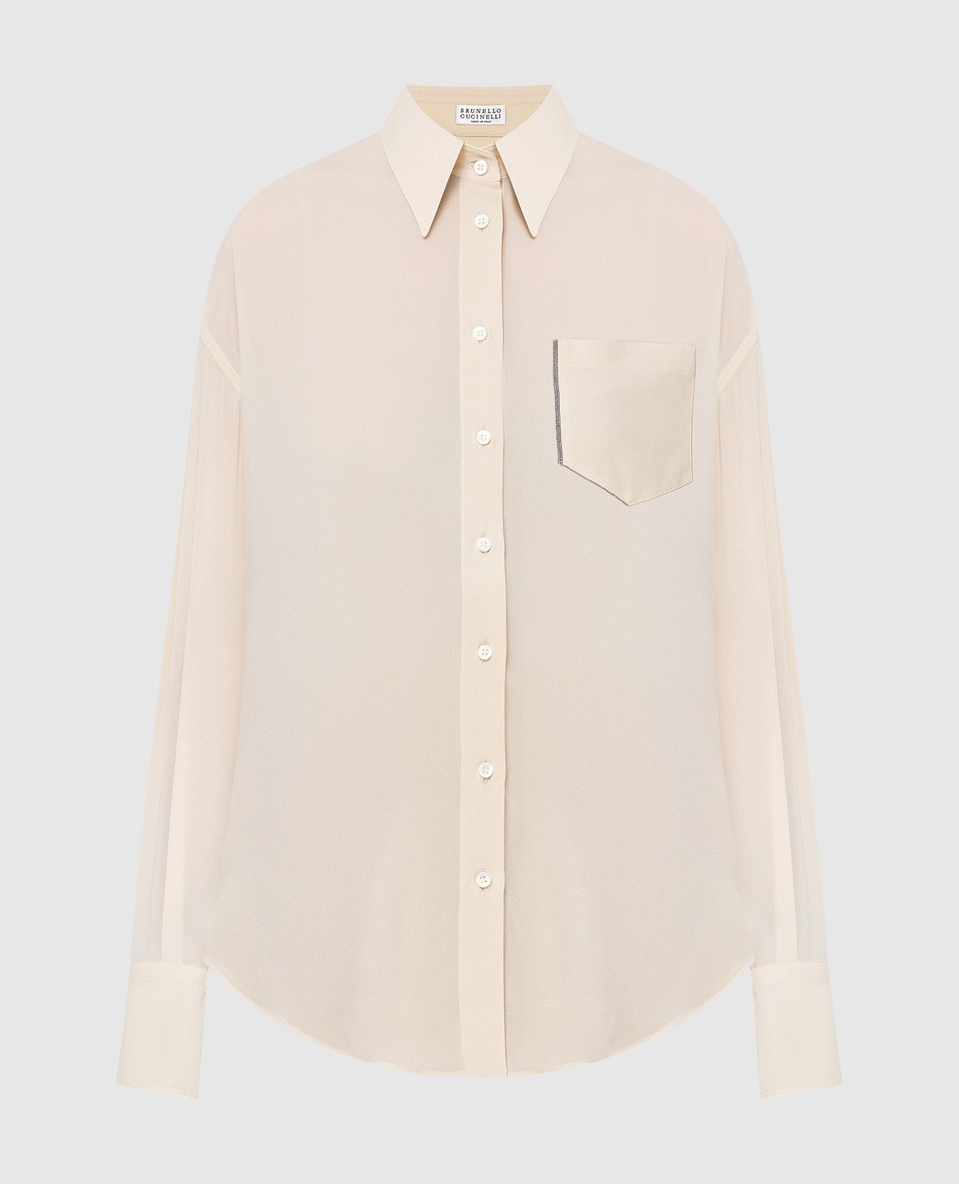 

Silk blouse with monil Brunello Cucinelli, Бежевый