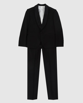 Stefano Ricci Children's black wool suit Y2SF37S940W808
