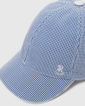 Stefano Ricci Children's light blue checkered cap YVF5190K903