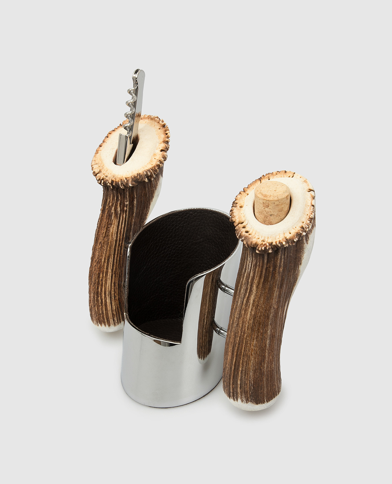 Bottle holder with ram horn handles