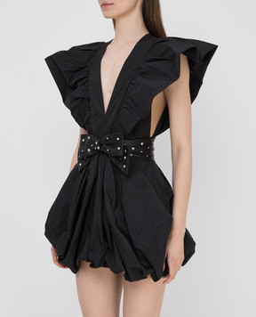 Philosophy di Lorenzo Serafini Black leather sash with crystals A30052194
