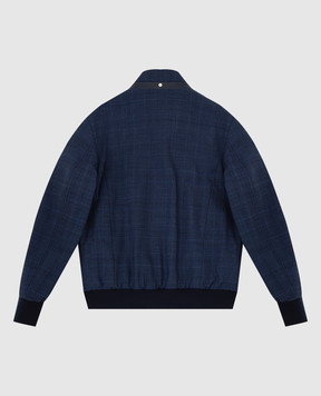 Stefano Ricci Children's dark blue patterned reversible wool jacket YDJ1100130W0001H