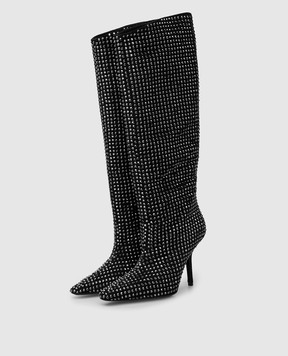 Eddy Daniele Black suede boots in Swarovski crystals EW21950