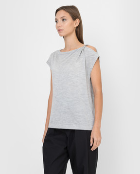 Brunello Cucinelli Cashmere and silk top with cutout M13833209