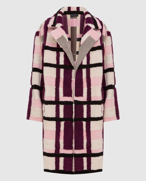 Dennis Basso Sheepskin coat in a geometric pattern 19534