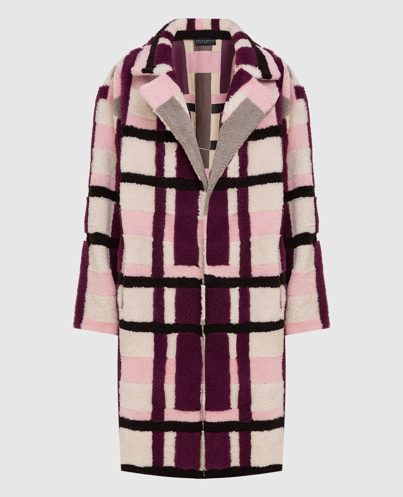 Sheepskin coat in a geometric pattern dennis basso